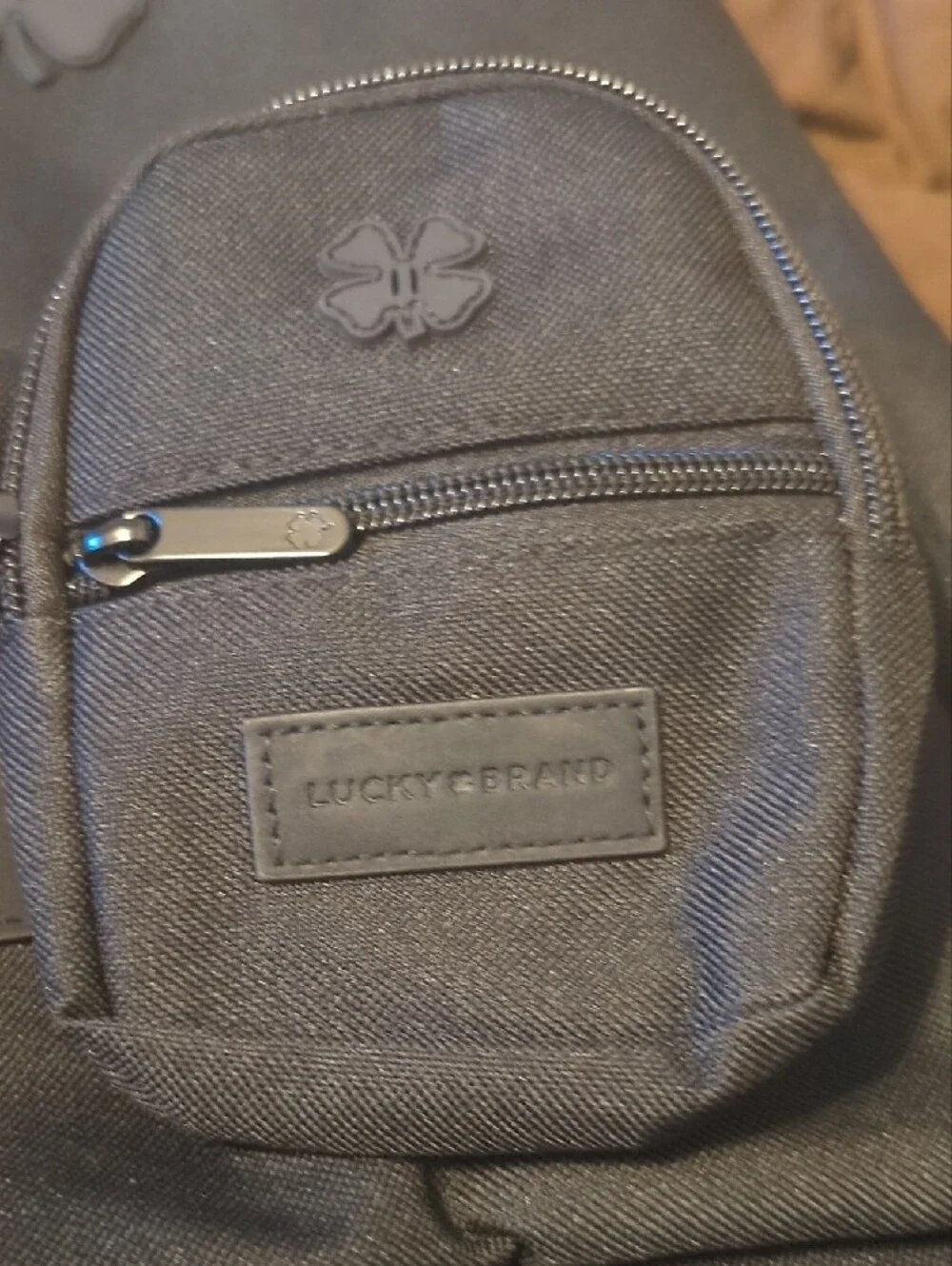 Lucky Brand Black Backpack with Front Pocket and Detachable Pouch
